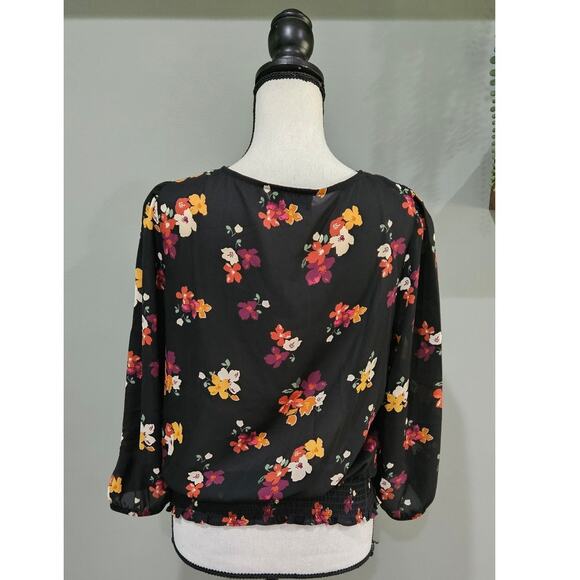 Fortune + Ivy Floral Print 3/4 Sleeve Wrap Top Size M - Picture 6 of 6